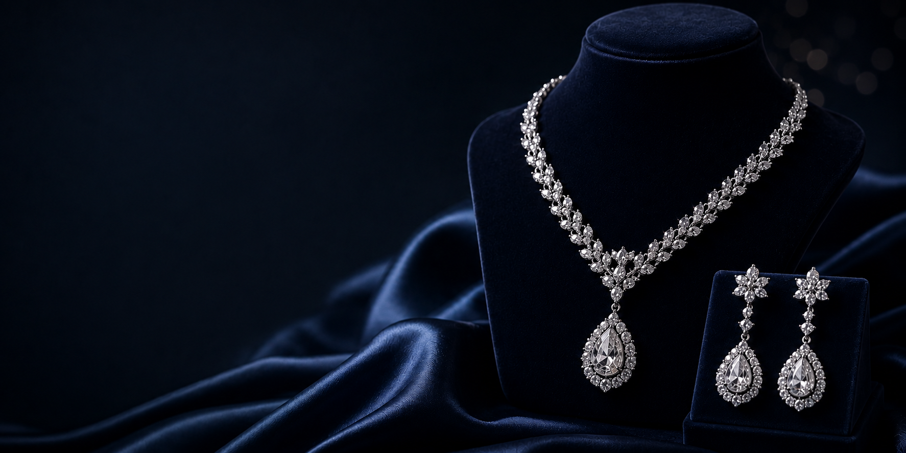 Diamond jewellery — brilliant cut diamonds in white gold setting, elegant and luxurious