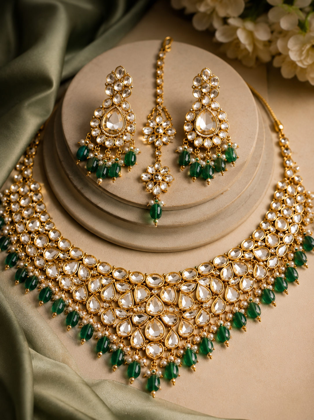 Kundan Necklace Set in 22K gold